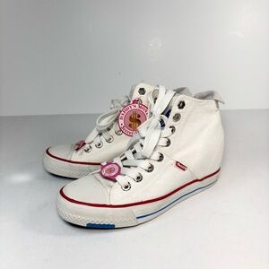 White High-Top Sneakers with hidden wedge Red Accents Daddy’s Money